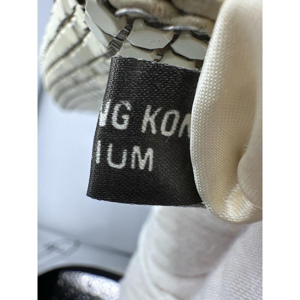 Vintage Aluminum Metal Mesh Cream/White‎ Classic Shoulder  Bag Satin Lining - Picture 11 of 13